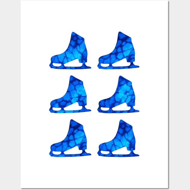 Watercolor Figure Skates (Blue) Wall Art by illucalliart